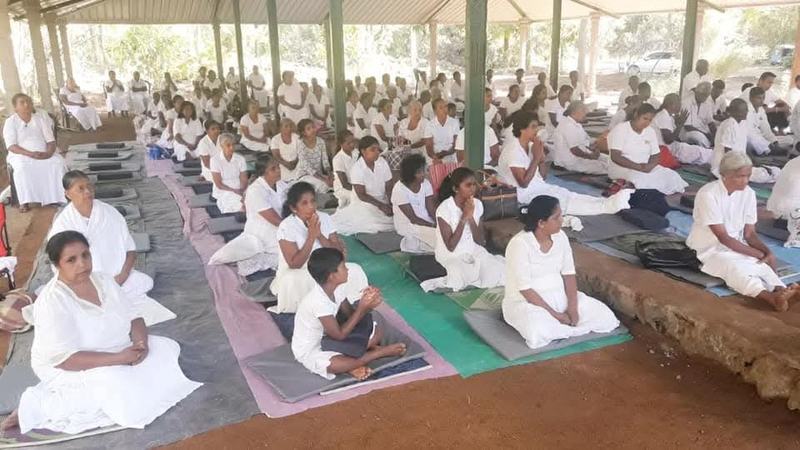 Meditation retreat in the open-air hall